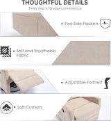 360° Swivel Rocker Recliner Chair for Small Spaces, Manual Reclining Chair for Adults, Rocking Glider Chair for Nursery, Living Room, Bedroom, Polyester Fabric Cream Beige