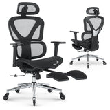 MALOL Ergonomic Office Chair with Footrest, Mesh Home Office Computer Chair with Adjustable Headrest and 3D Arms, Backrest Height, Tilt Lock and Lumbar Support, 300LBS MALOL