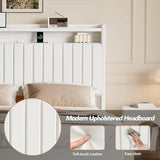 IDEALHOUSE Queen Floating Bed Frame with LED Lights and Storage Headboard, Bed Frame with Modern Minimalist Style for Bedroom/Vacation Home,Silent & No Box Spring Required,Easy to Assemble,White IDEALHOUSE