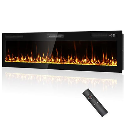 Eueiriup 2025Newly Upgraged 72 inch Ultra Thin Electric Fireplace Inserts and Wall Mounted with Remote Control & Touch Screen 1500W Fireplace Heater with Timer