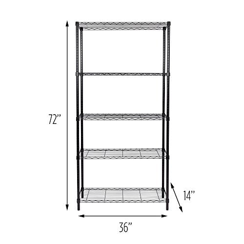 Honey-Can-Do SHF-01442 Storage Shelving, 5-Tier, Black Honey-Can-Do