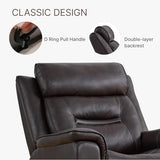 KISLOT Leather Recliner Chair, 360° Swivel Rocker for Adults Manual Rocking Reclining Chair with Adjustable Backrest Footrest for Living Room Bedroom Home Theater Seating