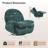 EONIX Stylish Power Swivel Rocker Recliner Chair for Living Room, Rocking All Positions, Dual Motor Independently Controlled Backrest and Headrest, USB Charging Port, Green, SXXY005021
