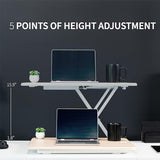 VIVO Ultra-Slim Single Top Height Adjustable Standing Desk Riser, Compact Sit Stand Desktop Converter for Monitor or Laptop, Light Wood, DESK-V001JF VIVO