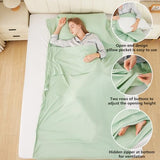 RHINSBENF Sleeping Bag Liner Camping Adult Sleep Sack Lightweight Travel Sheet for Hotel Bed Compact Ultralight Essential Cleaning Supplies Kit Travel Bedding Set for Backpacking (Green & Single) RHINSBENF