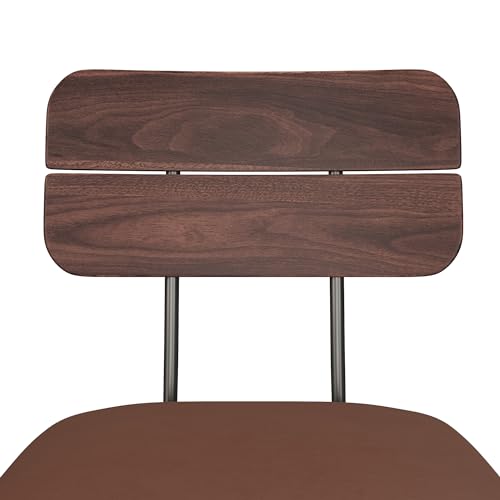 Walker Edison Modern 2-Piece Minimalist Counter Stools with Wooden Back, Set of 2, Brown Walker Edison