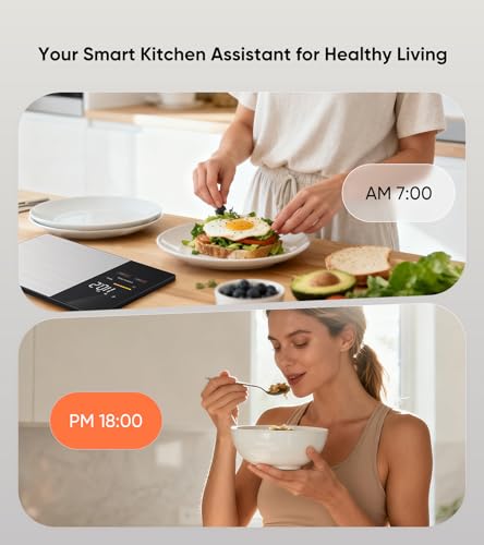 KUAIVO Smart Nutrition Food Scale with LED Display, Tracks Calories, Fat, Carbs & Protein via App, 1g Precision Digital Kitchen Scale for Healthy Eating & Meal Prep KUAIVO