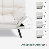 Opoiar 71" L Covertible Futon Sofa Bed,Faux Leather Futon Couch, Memory Foam Modern Loveseat Sleeper, Small Splitback Sofa Couches for Living Room,RV,Home Office,Apartment,White Opoiar