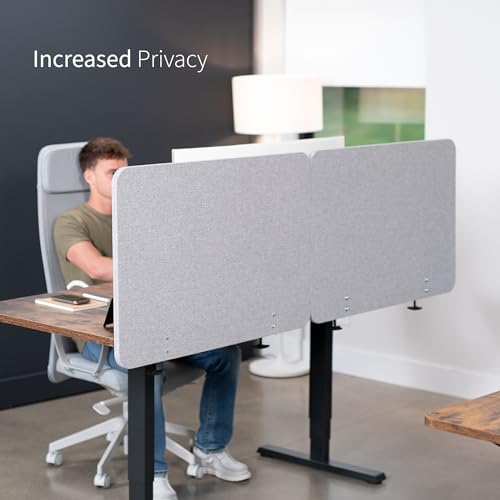 VIVO Clamp-on/Screw-on 71 x 24 inch Privacy Panel System, Sound Absorbing Cubicle Desk Divider, Acoustic Partition, 2 Panels, Gray, PP-2-V072G VIVO