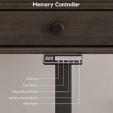 ONBRILL Standing Desk with Drawers, 55 x 23 Inch Electric Height Adjustable Desk with Storage & Outlets, for Computer Workstation, Home Office, Retro Curved Table Corner Design, Dark Walnut ONBRILL