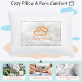 ZPECC Toddler Pillow with Pillowcase - 13x18 Organic Cotton Hypoallergenic Kids Pillow, Baby Essentials for Travel Crib Daycare Stroller (Intended for Age 2 and up) White Stripe ZPECC