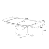 POVISON Dining Table, Extendable Dining Room Table for 6 to 10, 93.7" Hobart Modern Dining Table， White Rectangular Glossy Sintered Stone Tabletop for Dining Room, Gray Carbon Steel Leg(Table Only) POVISON