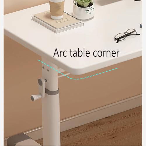 Manual Standing Desk, Adjustable Height Work Table Hand Crank Sit Stand Desk Home Office Desk Computer Workstation with Frame,White,120cm Generic