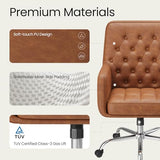 COLAMY Verso Home Desk Chair with Armrest, Leather Swivel Office Chair Adjustment Height with Wheels,Comfortable Padded Seat, Brown COLAMY