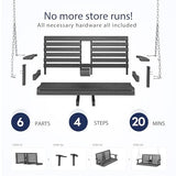 KINGYES Outdoor Hanging Porch Swing, 2 Seat Patio Swing Chair with Cup Holders, Waterproof Swing Chair Bench for Courtyard & Garden, 660LBS Weight Capacity, Gray KINGYES