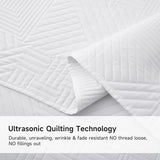 Lavsiry White Quilt Full/Queen Size with Pillow Shams, Summer Soft Geometric Pattern Bedspread, 3 Pieces Lightweight Coverlet Bedding Set for All Seasons Lavsiry