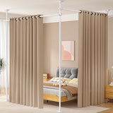 SUNALLY Room Divider No Drilling Curtain Rod Wall Divider for Room Separation, 4-10ft(H) 28-114inch(W) Adjustable, Heavy Duty Partition Space Separator Freestanding Tension Curtain Stand, White SUNALLY