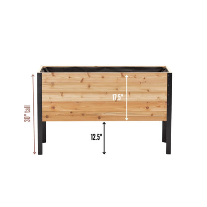 EARTH ELEVATED 100% Canadian Cedar Wood Elevated Garden Bed for Gardening - Planter Pot to Grow Herbs Flowers, and Vegetables at Home Indoor and Outdoor Patio Balcony Deck - 18” x 48” x 30”