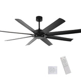 Duclsaty 72inch Large Ceiling Fans No light,Industrial Ceiling Fan with 8 Blades(ABS),Reversible DC Motor,Quiet Fans with Remote control,3 Downrods,Black Ceiling Fans for Patio/Porch/Garage/Shop Duclsaty