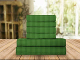 Elegant Comfort Luxury Soft Bed Sheets Dobby Stripe 1500 Premium Hotel Quality Microfiber Softness Wrinkle and Fade Resistant (6-Piece) Bedding Set, Full, Stripe Royal Green Elegant Comfort