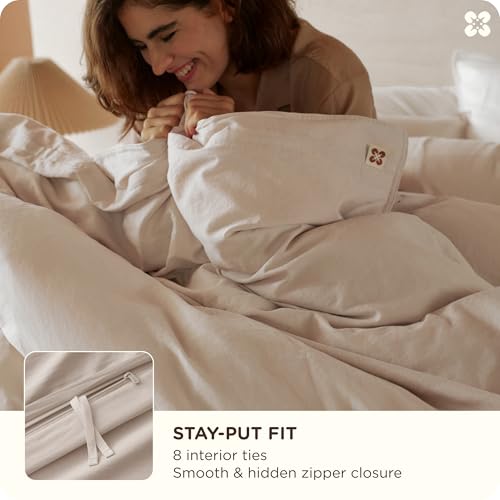 Bedsure Cotton Duvet Cover King, 100% GOTS Organic Cotton Duvet Cover Set, Fair Trade Certified King Bedding Set, Eco-Friendly, Ultra-Soft, Breathable Home Bedding for All Seasons(Linen, 104"x90") Bedsure
