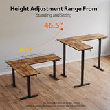 Agilestic L-Shaped Standing Desk Adjustable Height, Electric Corner Standing Desk, Sit Stand Up Desk, 75x61 inch Sit Stand Computer Table, Rustic Brown Agilestic