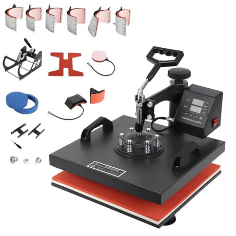 12 in 1 Heat Press Machine 15x15 Pro 30 oz Tumbler Attachment, 360° Swing Away | Industrial Quality Sublimation Press for T-Shirts, Tumblers, Mugs, Hats & Plates GarveeHome