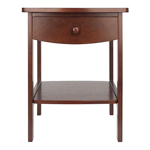 Winsome 22 x 18 x 18-Inch Wood Curved End Table/Night Stand With One Drawer, Brown (94918) Winsome