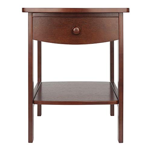 Winsome 22 x 18 x 18-Inch Wood Curved End Table/Night Stand With One Drawer, Brown (94918) - WoodArtSupply