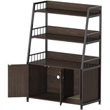 GDLF Large Hidden Cat Litter Box Enclosure Furniture with Shelf Wood Sturdy Cat Washroom Storage with Scratch, Dark Brown GDLF