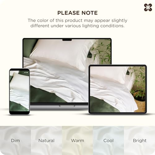 Bedsure 100% Organically Grown Bamboo Viscose Sheets - 18 Inches Deep Pocket Sheets with Elastic Corner, King Size Sheets Set, Ultra-Soft, Silky & Cooling Bedsheets, Oeko-Tex, 4 Pieces, Ivory Bedsure