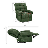 KEIKI Recliner Chair, Upholstered Nursery Rocker Reclining Chair with Side Pocket, Single Sofa Armchair for Living Room, Bedroom, Nursing, Reading, Army Green