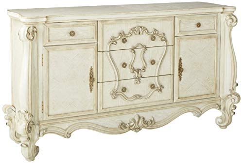 Acme Versailles Wooden 5 Drawer Dresser in Bone and White - WoodArtSupply