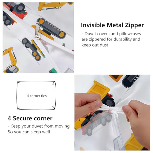 3-Piece Double-Sided Printed Duvet Cover Set Single – Soft Microfiber Bedding with Minimalist Car Cartoon Design with Zipper Closure,Includes 1 Duvet Cover + 2 Pillowcases Multicolor Generic