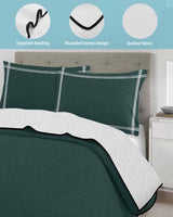 Litter Star Minimalist Art Solid Dark Green Full Quilt Bedding Set,Summer Quilt Lightweight Quilted Coverlet with 2 Pillow Shams, Plain Single Pure Color 3-Piece Bedspread Quilt Set for All Season Litter Star