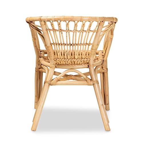 Baxton Studio Kaka Natural Rattan Dining Chair - WoodArtSupply