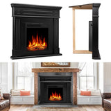 44" Corner Electric Fireplace with Mantel Package Freestanding Fireplace Heater Corner Firebox with Log & Remote Control,750-1500W,Black Xbeauty