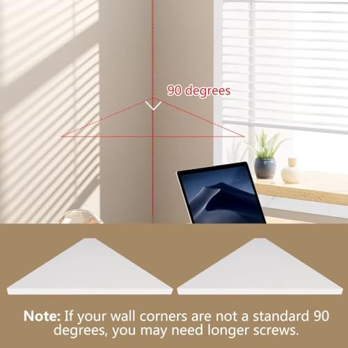 evron Corner Mounting Shelf,Easy to Install Wall Corner Shelf,Wood Immitation with Hole Pattern,Set of 2 evron