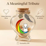 Chowsie Memorial Bottle for Pet Hair, Rainbow Bridge Dog Memorial Gift, Pet Fur Memorial Fur Keepsake, Heart Shape Glass Keepsake for Dog Cat Hair(Cats)