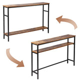 Timberer Rustic Brown Narrow Console Table with Adjustable Shelf - 47 Inch Multifunctional 2-Tier Hallway & Living Room Table Timberer
