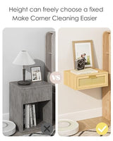 Aienvey Floating Nightstand, Floating Shelf with Drawer, Wall Mounted Nightstand, Floating Bedside Table (Oak Rattan) Aienvey