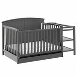 Storkcraft Steveston 5-in-1 Convertible Crib and Changer with Drawer (Gray) – GREENGUARD Gold Certified, Crib and Changing Table Combo with Drawer, Converts to Toddler Bed, Daybed and Full-Size Bed Storkcraft