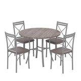VECELO 5 Piece Dining Table Set for 4, Wood Grain Dinette with Chairs for Kitchen, Breakfast Nook, Small Space, Light Grey VECELO