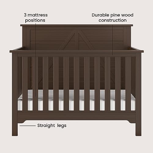 Child Craft Woodland 4-in-1 Convertible Crib, Baby Crib Converts to Day Bed, Toddler Bed and Full Size Bed, 3 Adjustable Mattress Positions, Non-Toxic, Baby Safe Finish (Brushed Truffle) - WoodArtSupply