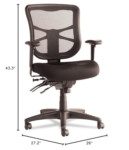 Alera Elusion Series Mesh Mid-Back Multifunction Chair, Black Alera