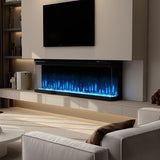 3 Sided Electric Fireplace, 50" Smart WiFi Fire Place Mount/Built-in, 12 Realistic Flame Colors, 5 Color Brightness, 1500W with Timer Remote Control, Log, Crystals JINJUNYE