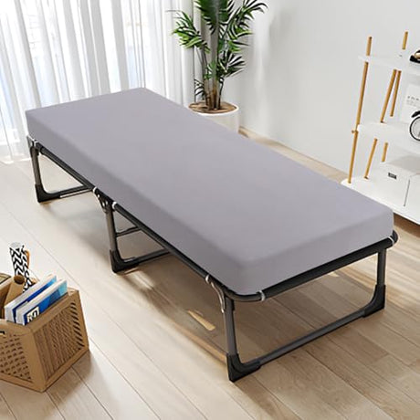 Cot Sheets 31" x 75", Cot Fitted Sheet for Narrow Twin/RVs Bunk/Camper Bunk/Guest Beds/Army Cots/Trifold Mattress/Travel Size Mattress, Shrinkage & Stain Resistant Cot Size Cover, Gray JQCOVEI