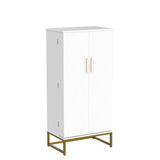 kepptory 51” Pantry Cabinets, White Freestanding Kitchen Pantry Storage Cabinet with Adjustable Shelves, Buffet Cupboards Storage Cabinet for Home Office Use, White + Gold kepptory