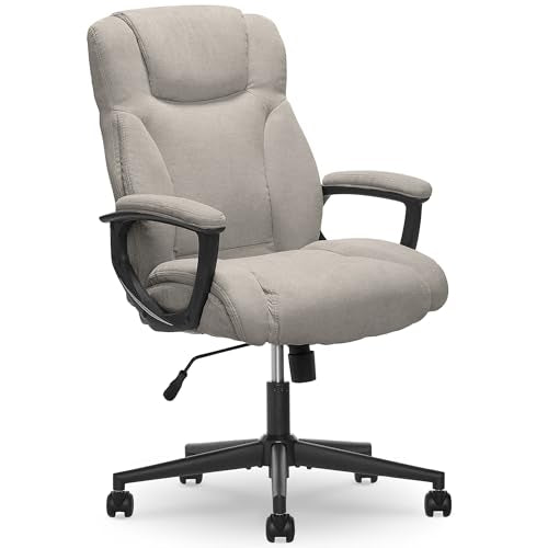 Serta Connor Executive Office Chair, Ergonomic Computer Chair with Layered Body Pillows, Contoured Lumbar, Adjustable Seat, Microfiber Fabric, Gray Serta