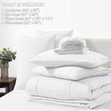 CozyLux Full Size Comforter Sets White, 7 Pieces Bed in a Bag, White Comforter Full Size, All Season Bedding Sets with Stitch Quilted Comforter, Flat Sheet, Fitted Sheet, Pillowcases CozyLux